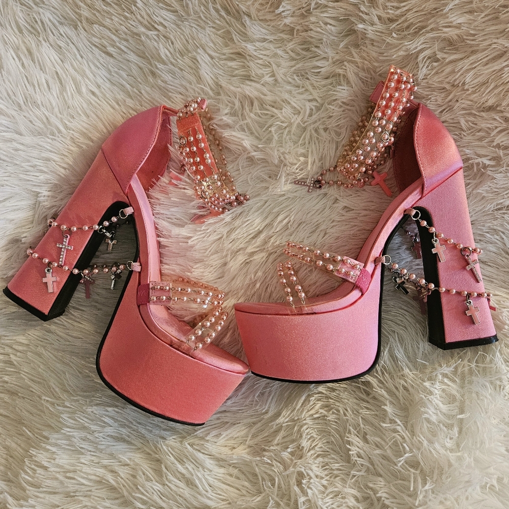 SOLD!-Sugar Thrillz: Sweet Holy Revelation Platform Heels Sz 8, NWOB, Dolls Kill